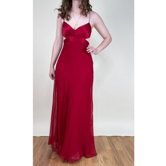 Vintage 100% Silk Y2K 90s Maxi Dress Formal Fancy Wedding Guest Prom Gala Dance - Picture 1 of 8